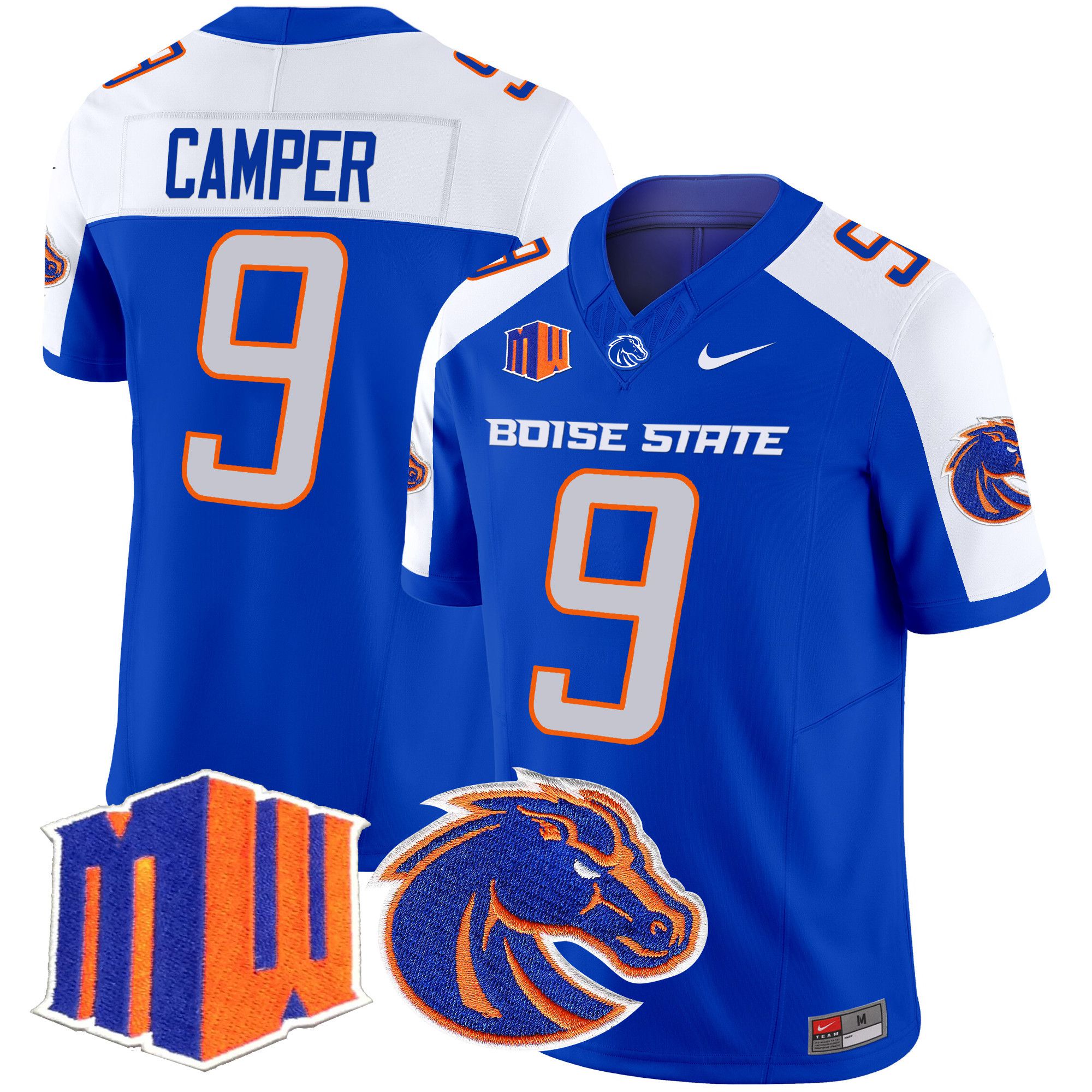 Men Boise State Broncos #9 Camper Blue Nike 2024 Vapor Limited NCAA Jersey